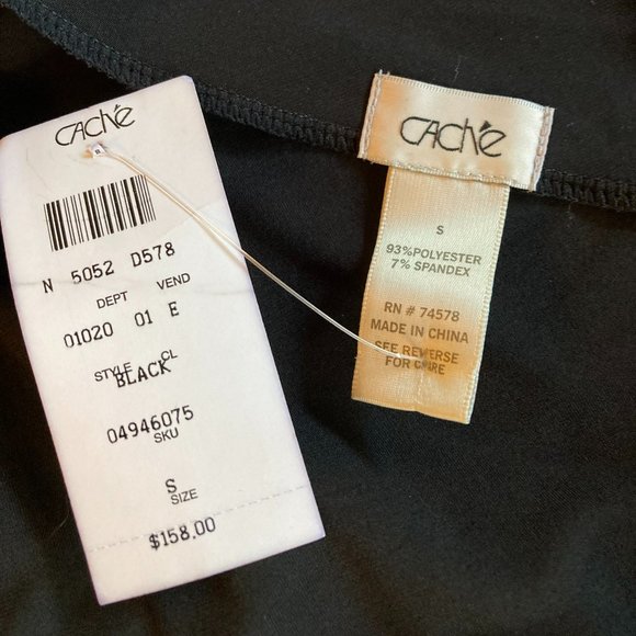 Cache Black One Shoulder Dress - Size Small  New with Tags! Ret $158 - Picture 7 of 8